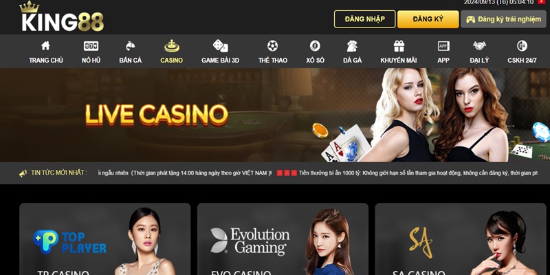 Chơi bài casino thoải mái và thắng lớn tại King88